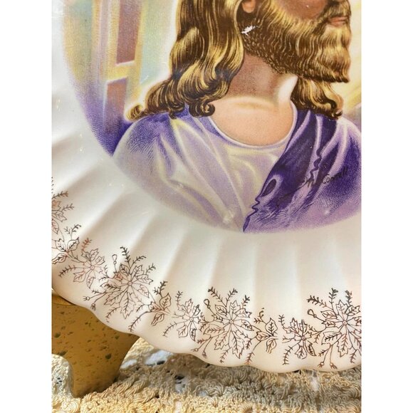 Vintage Sanders Mfg Co 23K Gold Trimmed Jesus Plate - Picture 3 of 5